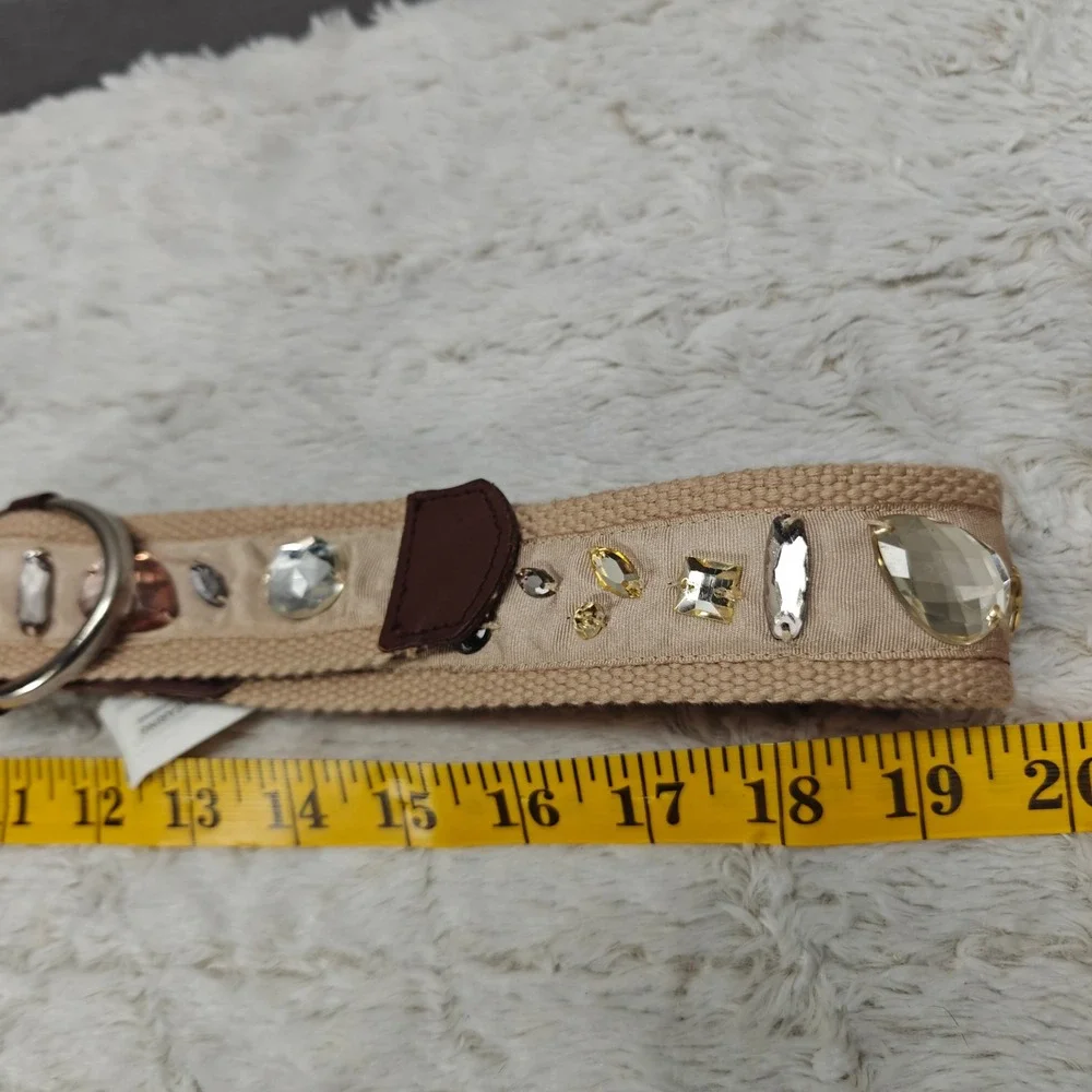 Ann Taylor Loft Bejeweled Canvas Belt Women Bling Glam Boho Embellished Crystals
